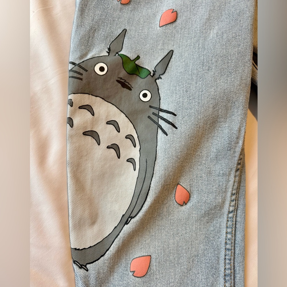 My Neighbor Totoro Studio Ghibli Blue Jeans - waist 14” flat lay - Picture 5 of 11